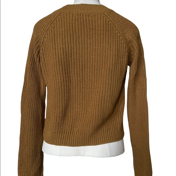 Brown / mustard yellow crop top chunky sweater size medium - Picture 7 of 8
